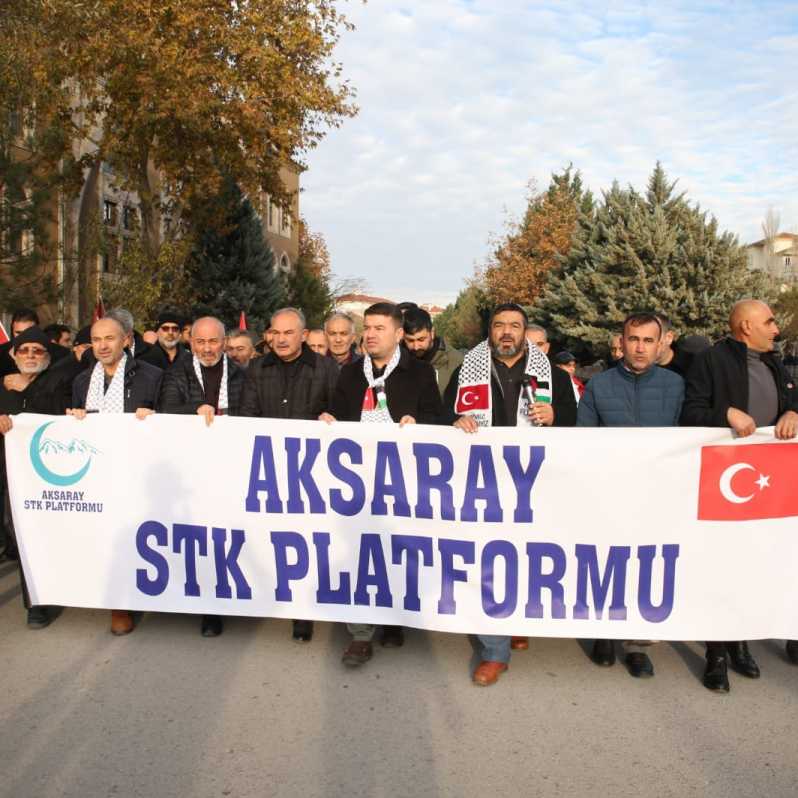 Aksaray’da Filistin için destek yürüyüşü düzenlendi #4