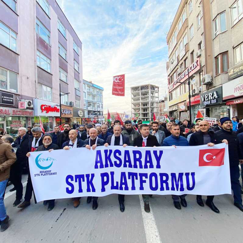 Aksaray’da Filistin için destek yürüyüşü düzenlendi #1