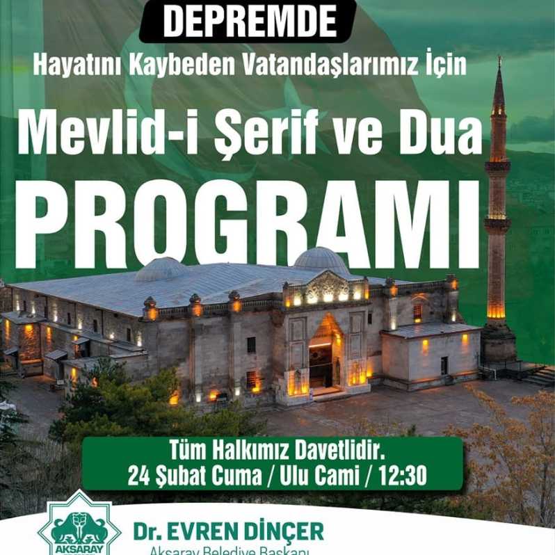 Depremzedeler için Mevlid-i Şerif ve Dua programı düzenlenecek #1