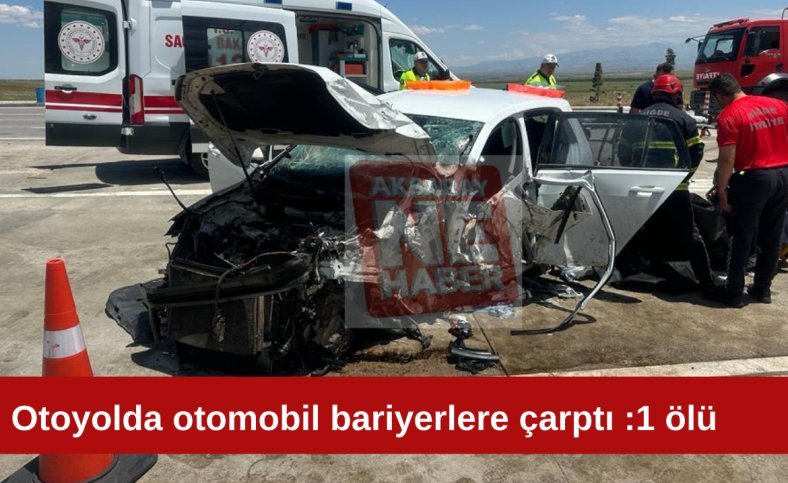 Otoyolda otomobil bariyerlere çarptı :1 ölü