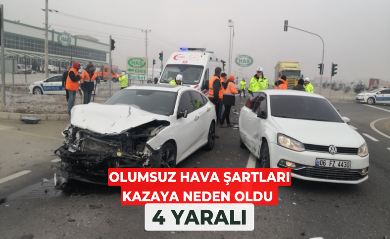 Aksaray'da iki otomobilin çarpıştığı kazada 4 kişi yaralandı